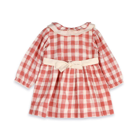 Viverano - Holly Gingham Baby Dress & Bloomer - Cranberry Rust