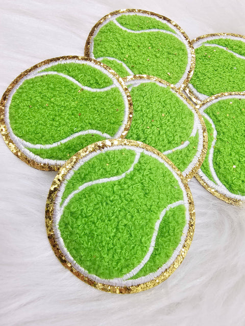 Chenille Glitter Iron On Patch - Tennis Ball
