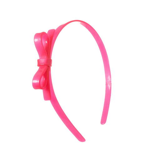 Lilies & Roses - Headband - Thin Neon Pink Bow