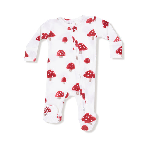 Angel Dear - 2 Way Zipper Footie - Painterly Mushrooms