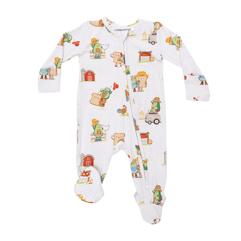 Angel Dear - 2 Way Zipper Footie - Avocado Toast