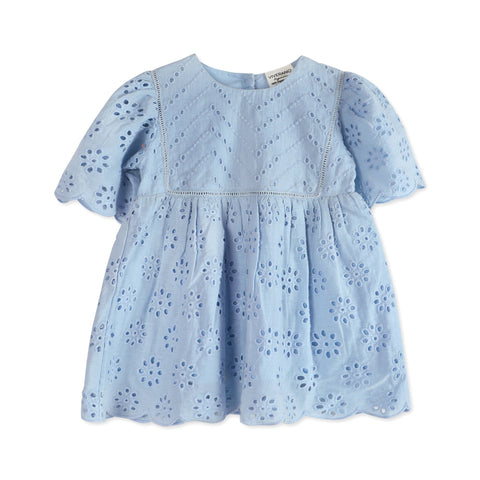 Viverano - Milos Schiffli Baby Dress + Bloomer - Blue