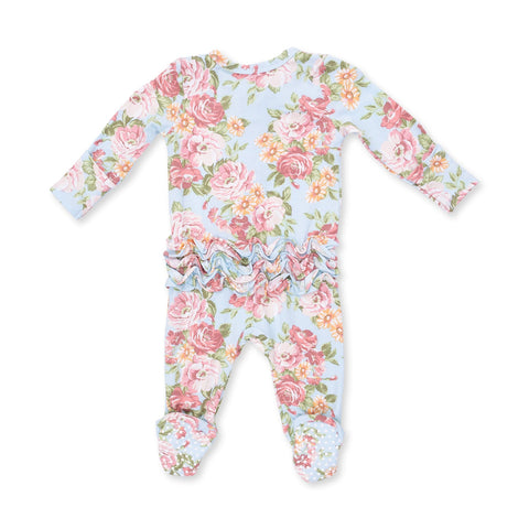 Angel Dear - 2 Way Ruffle Zipper Footie - Angeline Floral