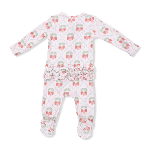 Angel Dear - 2 Way Ruffle Zipper Footie - Sweet Strawberries