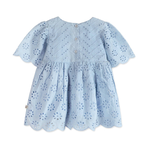 Viverano - Milos Schiffli Baby Dress + Bloomer - Blue