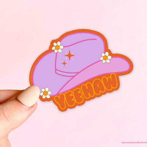 Peachy Keen - Sticker - Yeehaw! Cowgirl Hat
