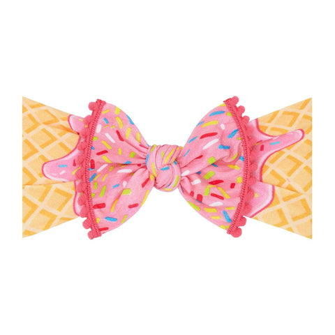 Baby Bling - Trimmed Printed Knot Headband - Ice Cream