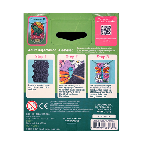 Ooly - Mini Scratch & Scribble Window Banner Kit - Garden