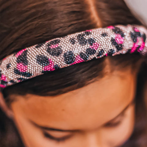 Rhinestone Headband - Leopard