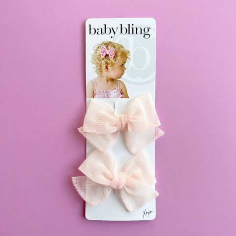 Baby Bling - 2PK Tulle Baby Bloom Clips - Ballet Pink