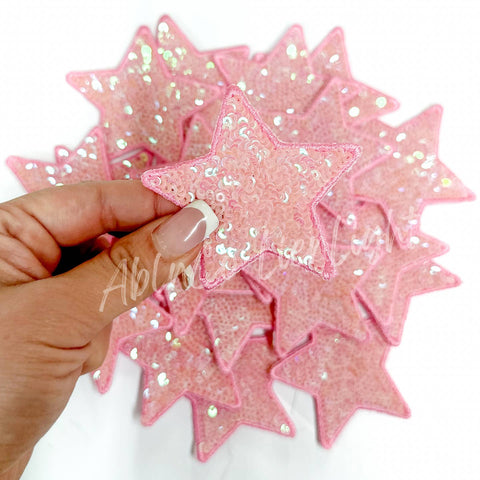 Iron on Patch - Pink Sequin Star