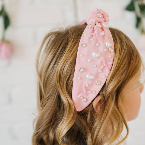 Sweet Wink - Pearl Gemstone Headband - Hearts
