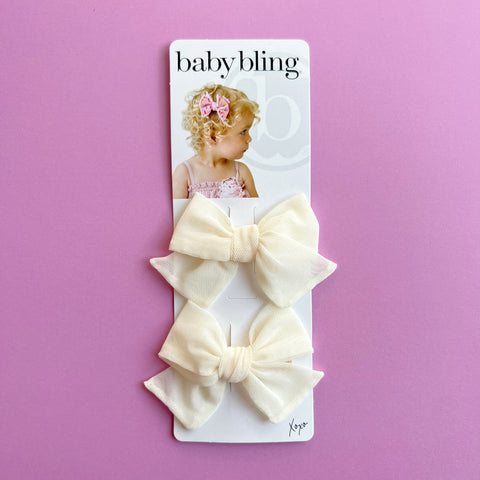 Baby Bling - 2PK Tulle Baby Bloom Clips - Ivory
