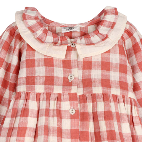 Viverano - Holly Gingham Baby Dress & Bloomer - Cranberry Rust