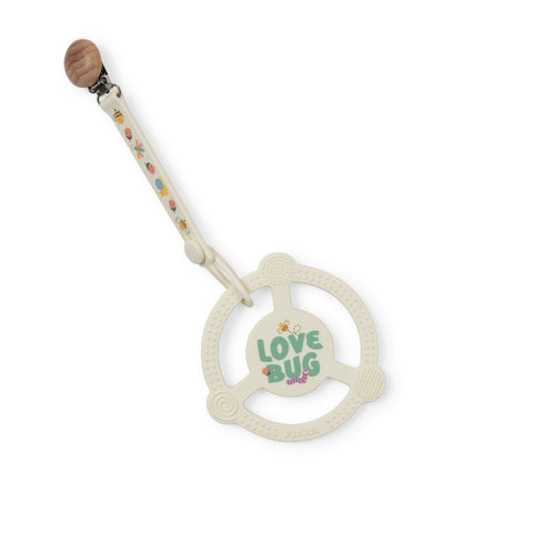 Silicone Teether Ring with Detachable Clip - Love Bug