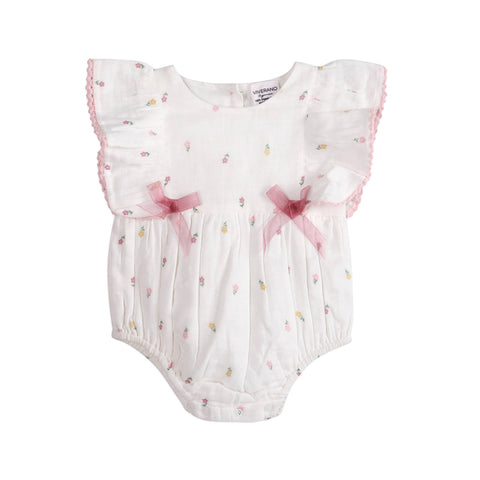Viverano - Margot Flower Baby Romper + Headband - White