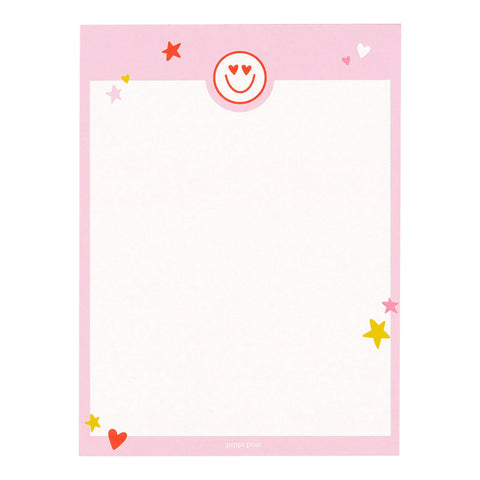 Notepad - Pink Border Heart Eyes Smiley