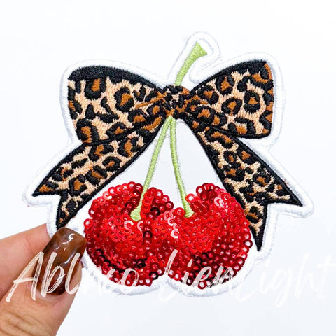 Iron on Patch - Cheetah Print Cherries