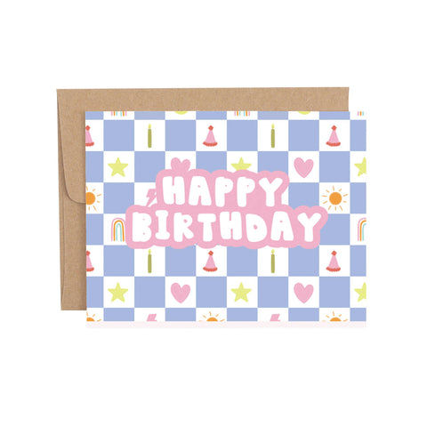 Greeting Card - Happy Birthday Checkerboard