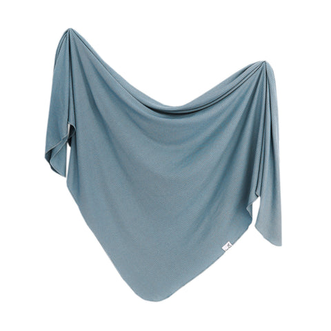 Copper Pearl - Rib Knit Swaddle Blanket - Atlantic