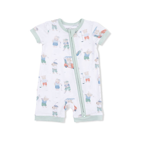 Angel Dear - Shortie 2 Way Zipper Romper - Golfing Teddy Bears