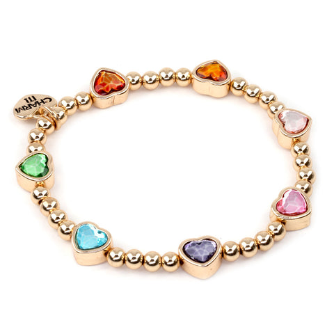 Bead Stretch Bracelet - Gold Sparkle Heart
