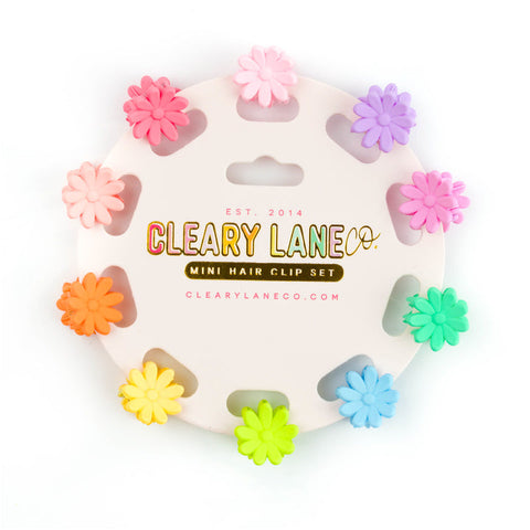 Cleary Lane - Hair Clip Set - Pastel Rainbow Flowers
