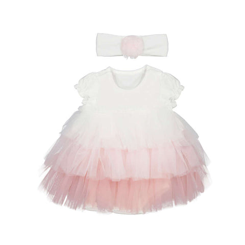 Mayoral - Romper Dress w/ Headband - Baby Rose