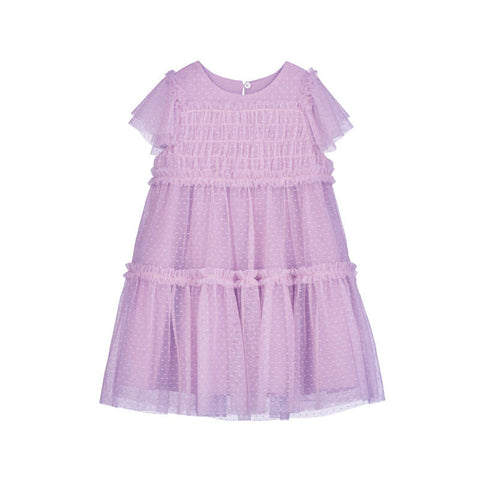 Mayoral - Tulle Plumeti Dress - Mauve