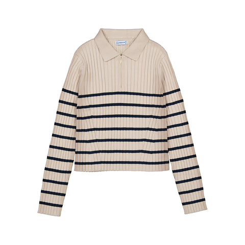 Mayoral - Long Sleeve Knit Polo - Stripe