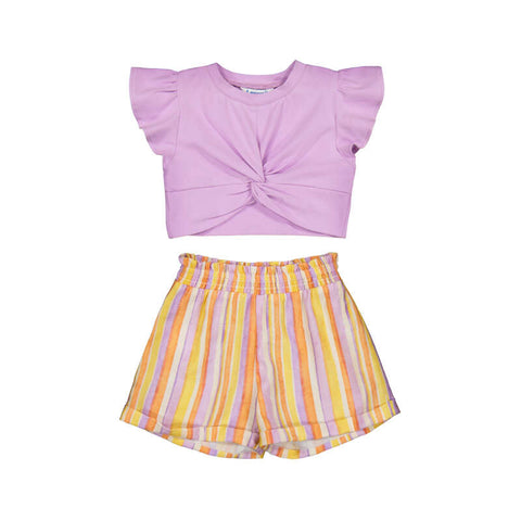 Mayoral - Stripes Short Set - Lilac