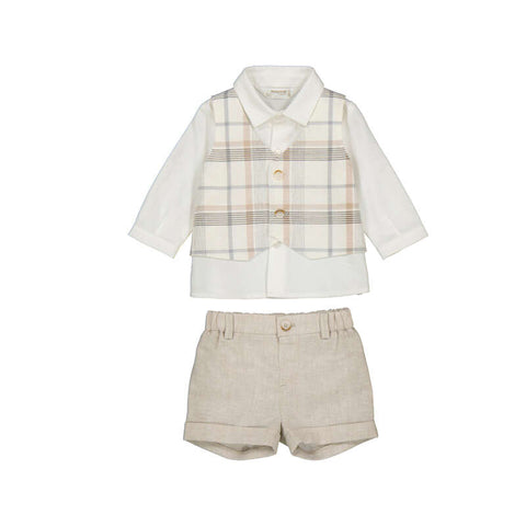 Mayoral - Pant, Shirt, Vest Set - Wheat
