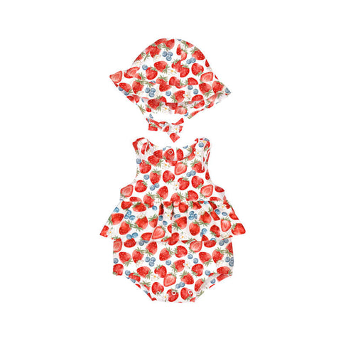 Mayoral - Knit Onesie w/ Hat - Strawberries