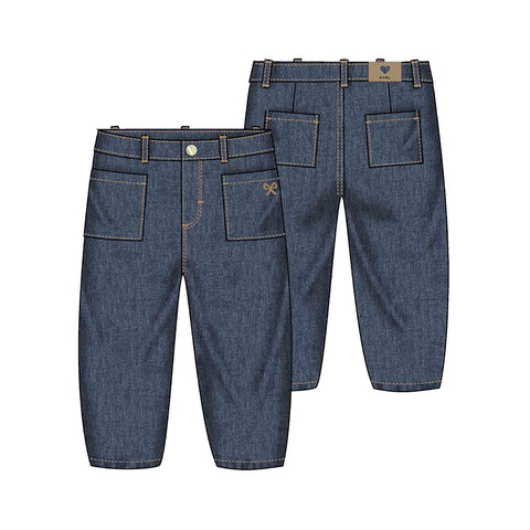 Mayoral - Denim Trousers w/ Bow Decal - Dark Blue