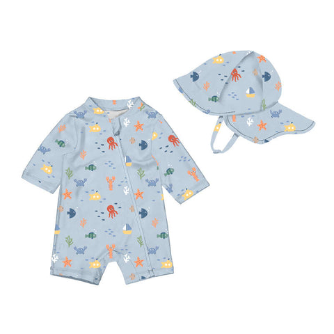 Mayoral - Bathing Suit w/ Hat - Ocean