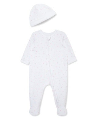 Little Me - Quilt Footie with Hat - Joyful Pink