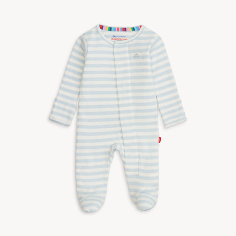 Magnetic Me - Organic Cotton Footie - Blue Stripe