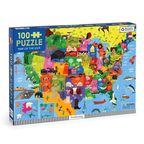 Mudpuppy - 100 Piece Puzzle - Map of the U.S.A.