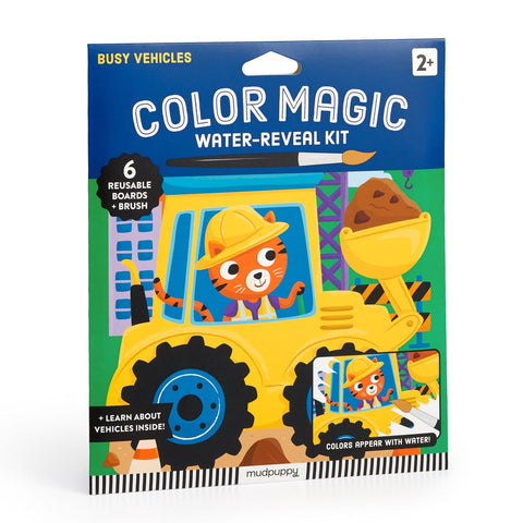 Mudpuppy - Color Magic Water-Reveal Kit - Busy Vehicles