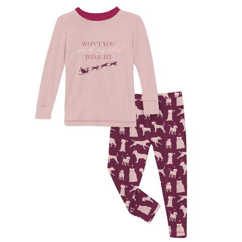 Kickee Pants - Long Sleeve Graphic Pajama Set - Melody Santa Dogs