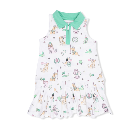 Angel Dear - Polo Tennis Dress w/ Cartwheel Short - Country Club Dogs Pink