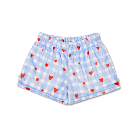 Plush Shorts - Gingham Hearts