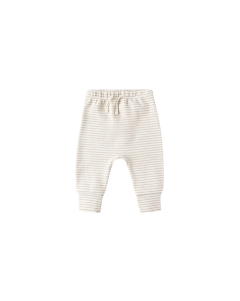 Quincy Mae - Drawstring Pant - Oat Micro Stripe