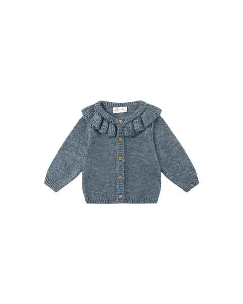 Quincy Mae - Ruffle Collar Cardigan - Ocean