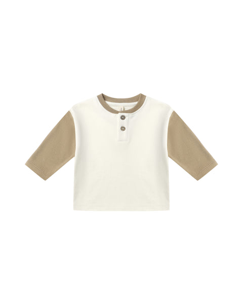 Quincy Mae - Long Sleeve Henley Tee - Gold