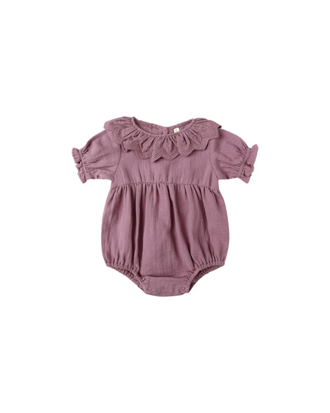 Quincy Mae - Collared Romper - Mulberry