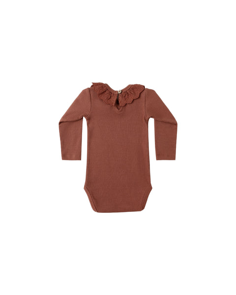 Quincy Mae - Ruffle Collar Bodysuit - Cranberry