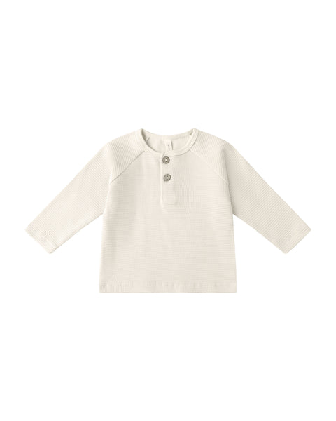 Quincy Mae - Henley Knit Top - Natural