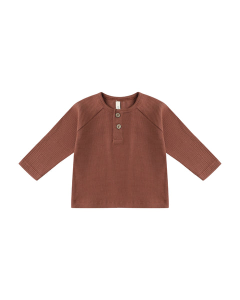 Quincy Mae - Henley Knit Top - Cranberry