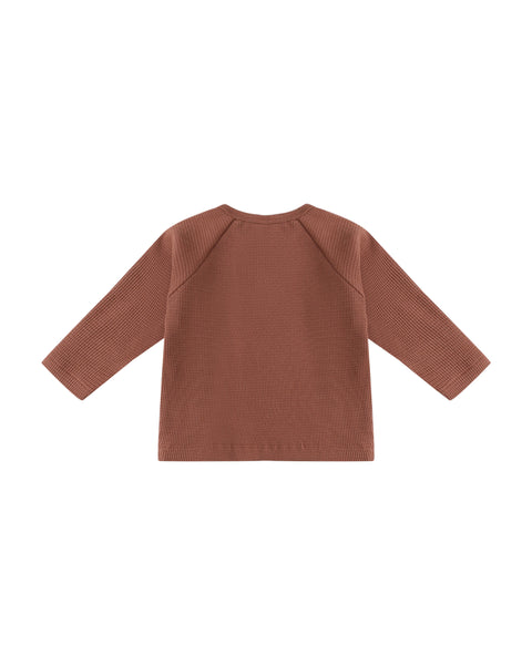 Quincy Mae - Henley Knit Top - Cranberry
